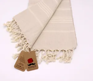 Slim Line Peshtemal Beach Towel - Beige