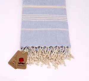 Slim Line Peshtemal Beach Towel - Light Blue