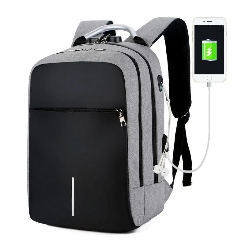 Smart and Durable Reflective Front Line Waterproof Backpack with USB and  Headphone Port, Laptop Compartment Anti-theft Lock