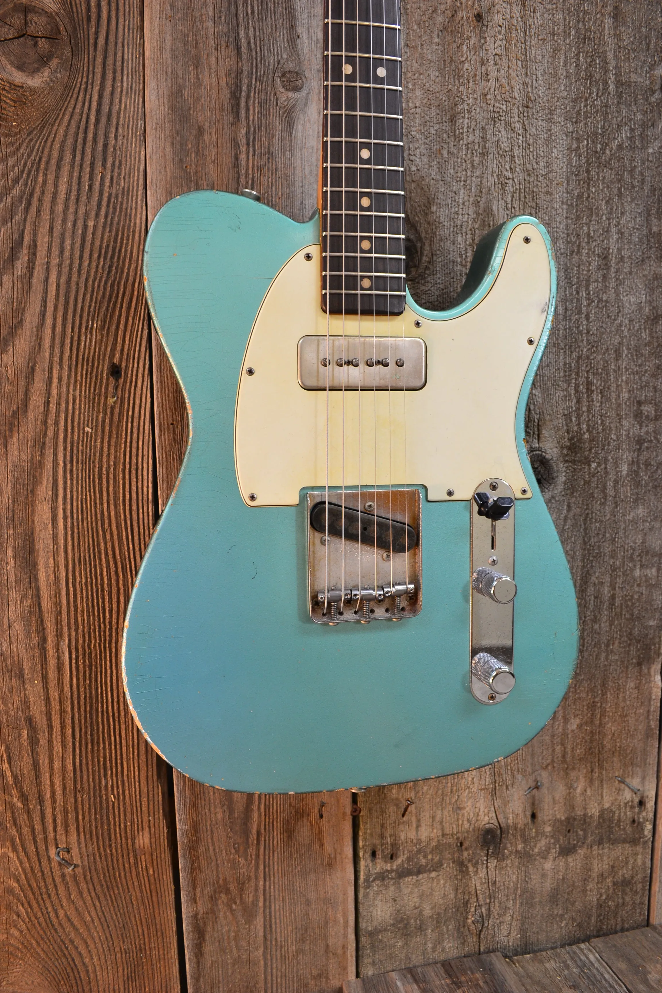 SOLD - Danocaster Singlecut Aquamarine 2020 with P-90 6lb 8oz