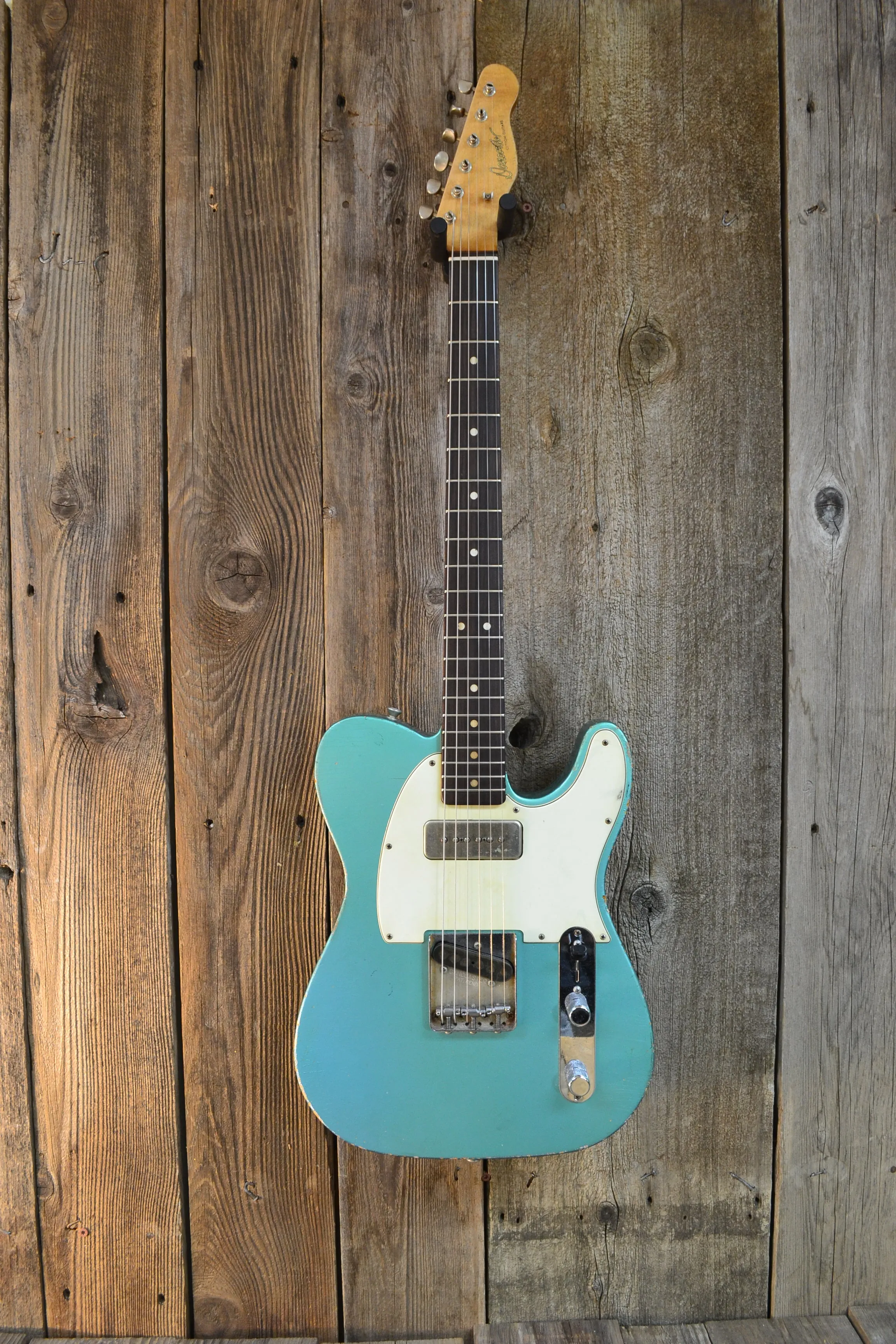 SOLD - Danocaster Singlecut Aquamarine 2020 with P-90 6lb 8oz