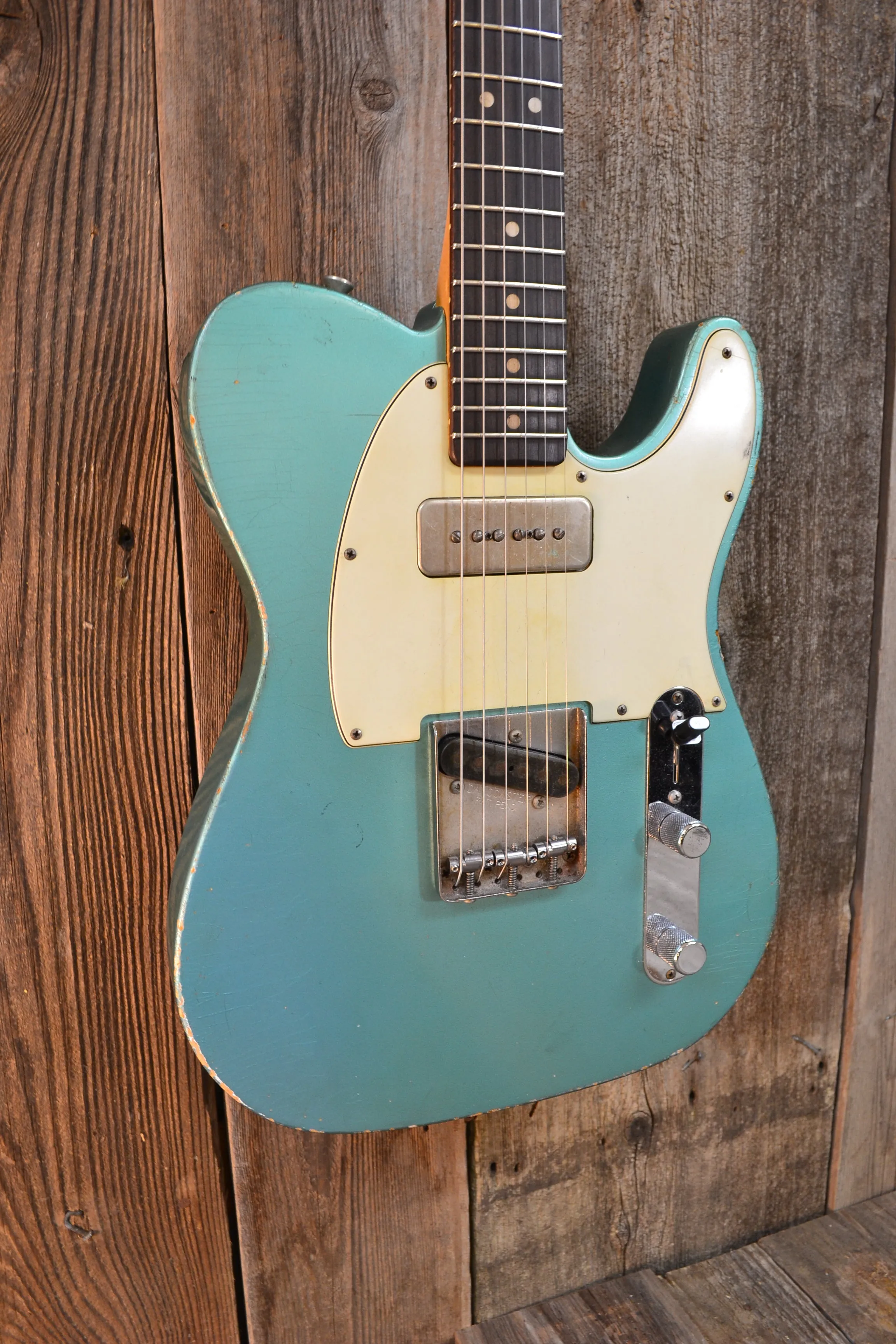 SOLD - Danocaster Singlecut Aquamarine 2020 with P-90 6lb 8oz
