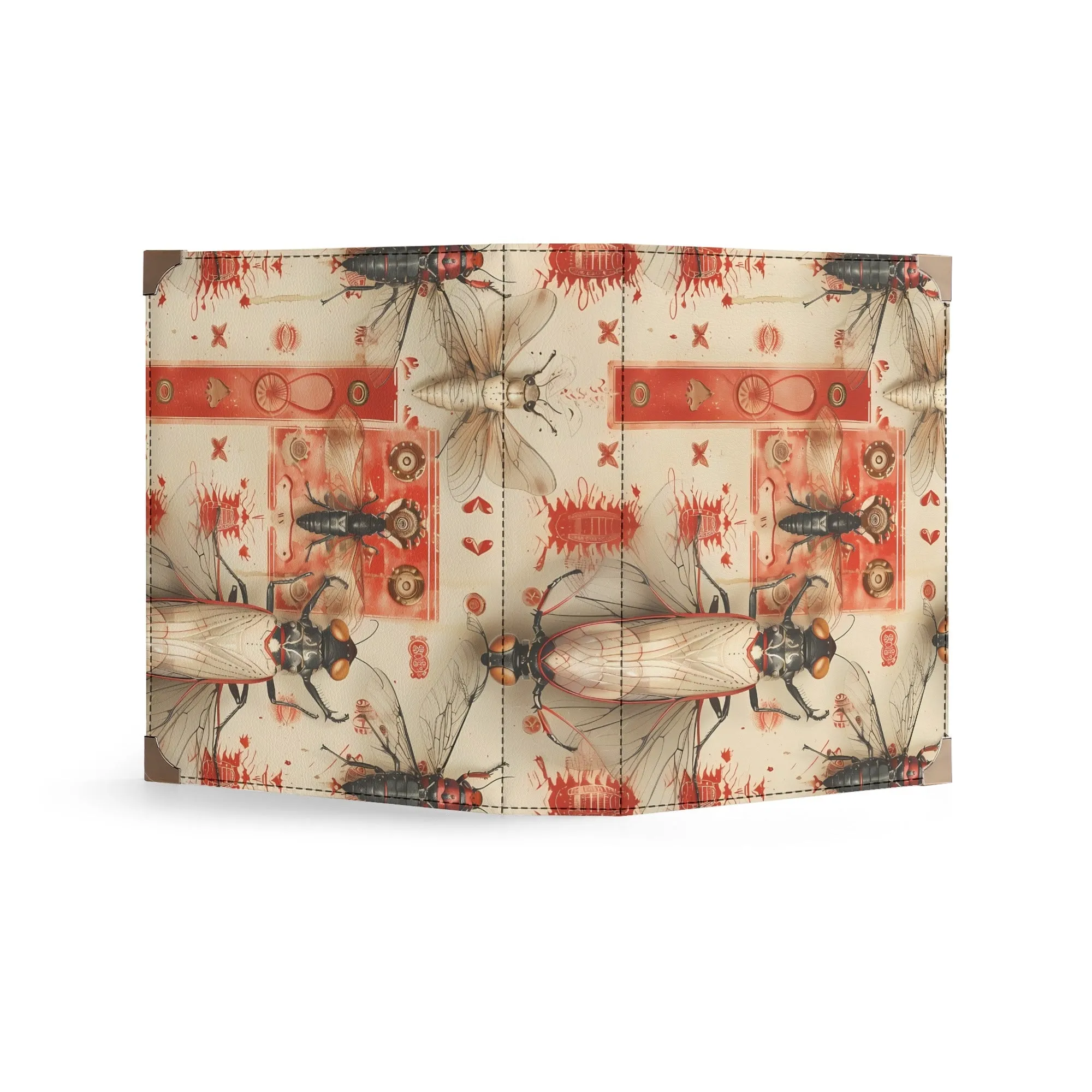 Steampunk Etomology Book Carrying Case - Red & Beige Crossbody Bag for Bookworms, Bible Lovers & Sketchbook Artists or Journal Writers