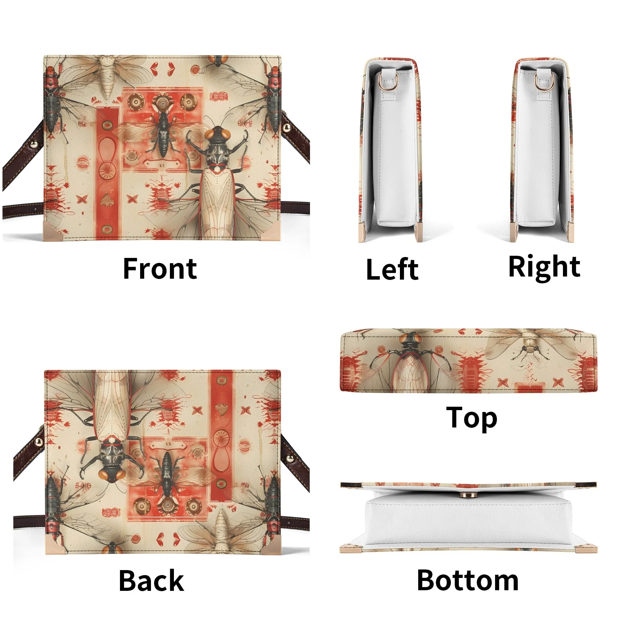 Steampunk Etomology Book Carrying Case - Red & Beige Crossbody Bag for Bookworms, Bible Lovers & Sketchbook Artists or Journal Writers