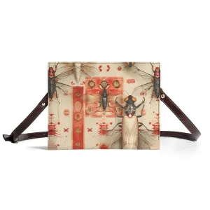Steampunk Etomology Book Carrying Case - Red & Beige Crossbody Bag for Bookworms, Bible Lovers & Sketchbook Artists or Journal Writers