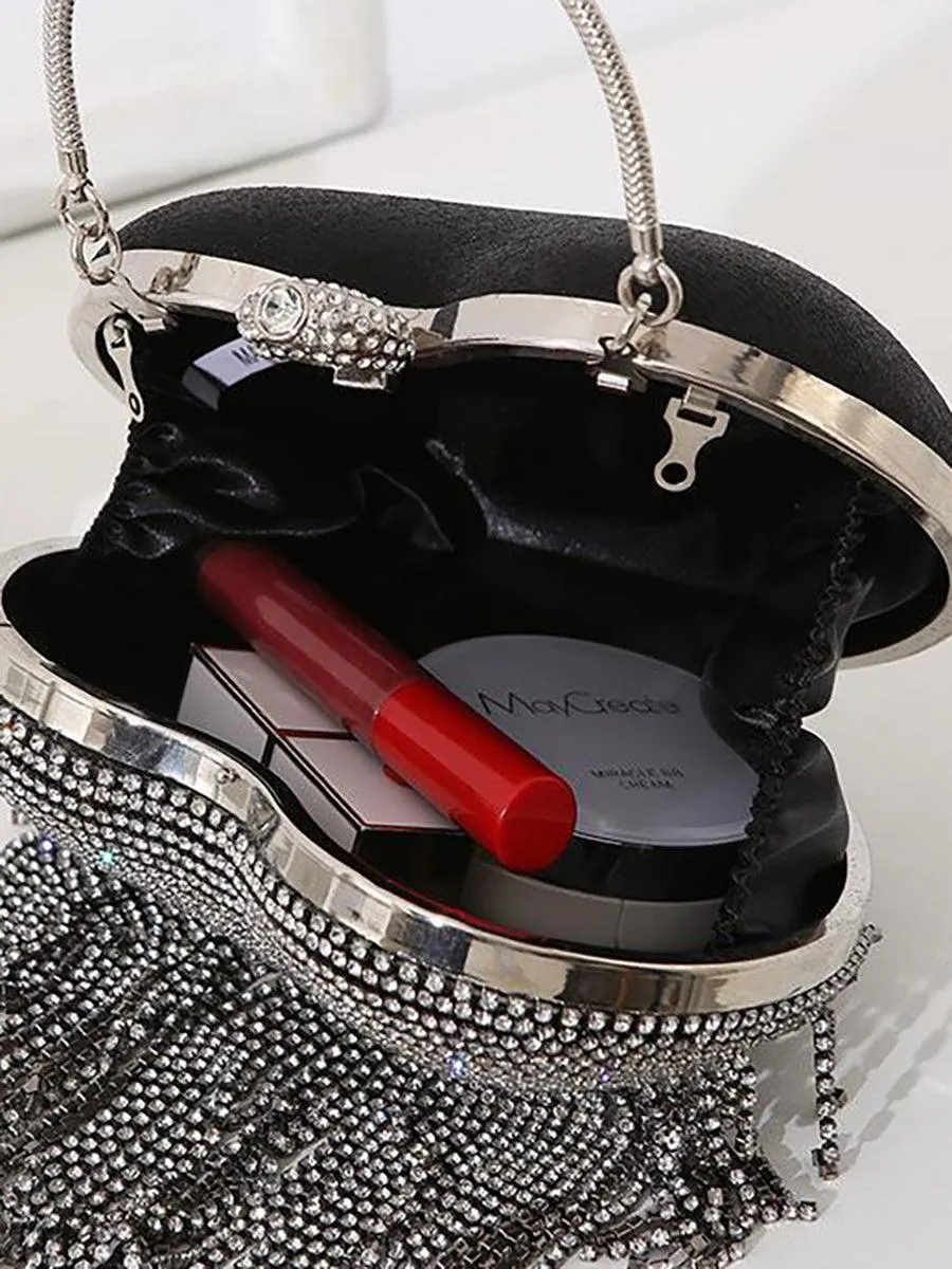 Stone Tassel Heart Match Wedding Dress Clutch Bag MNBF005