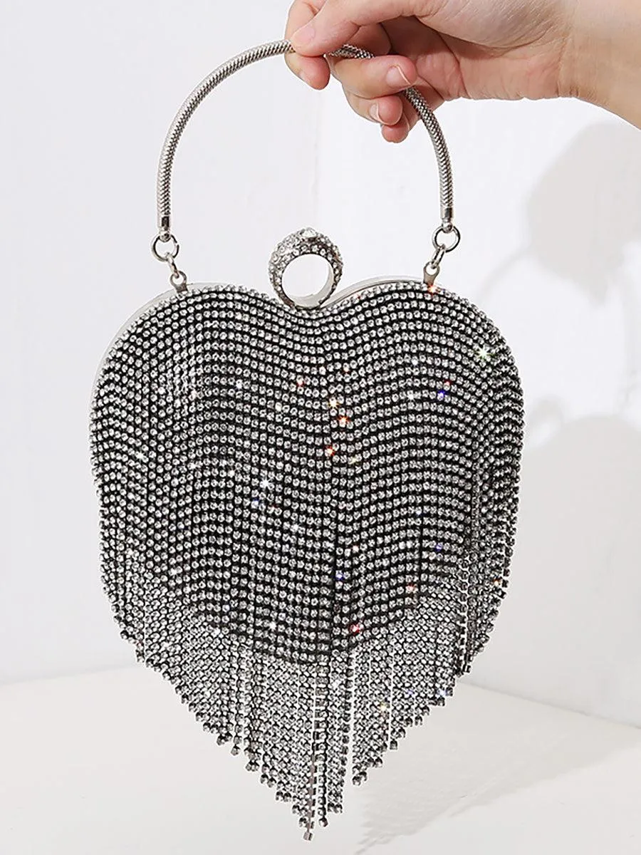 Stone Tassel Heart Match Wedding Dress Clutch Bag MNBF005
