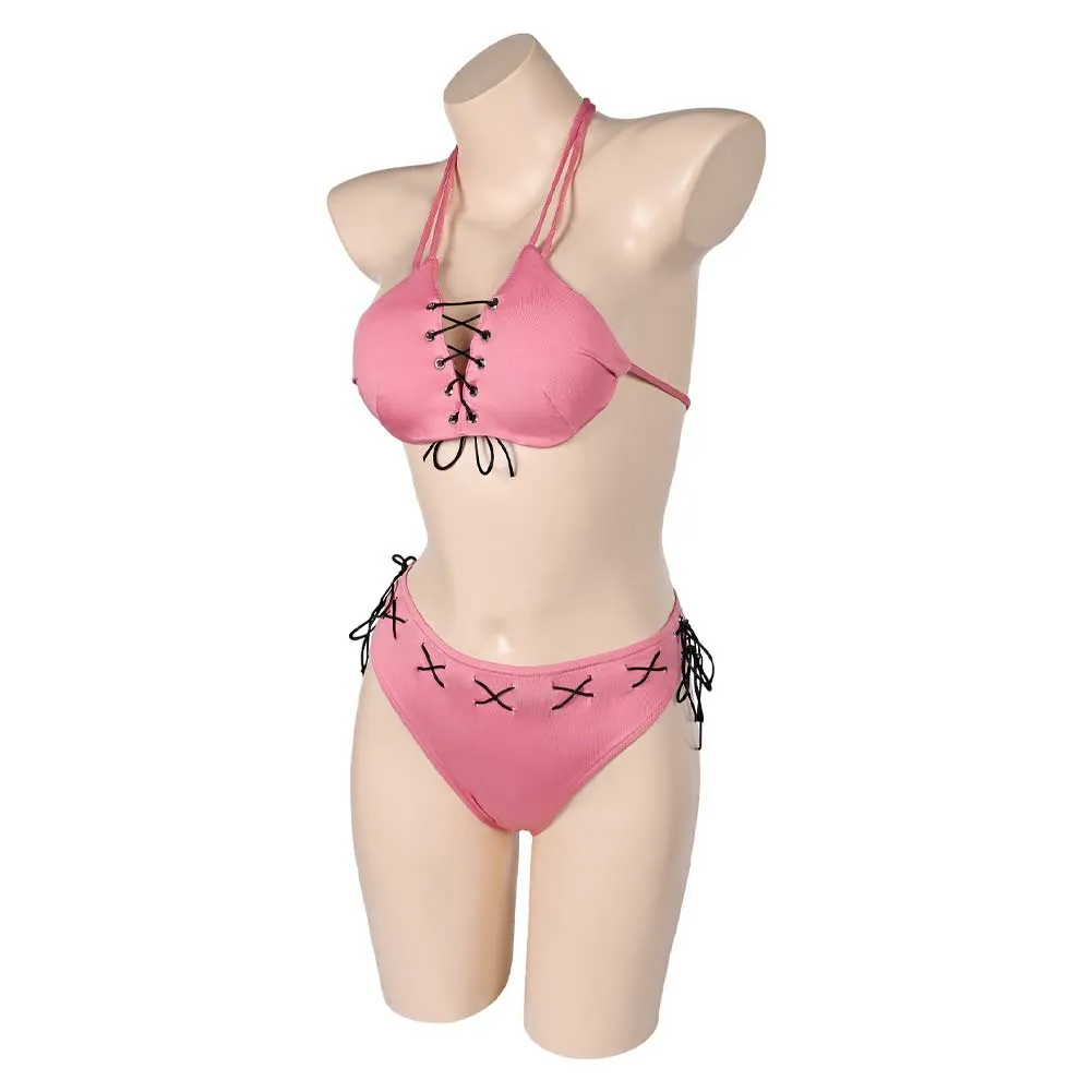 Street Fighter 7 Lucia Morgan Pink Sexy Swimsuit  Swimwear Cosplay Costume Outfits