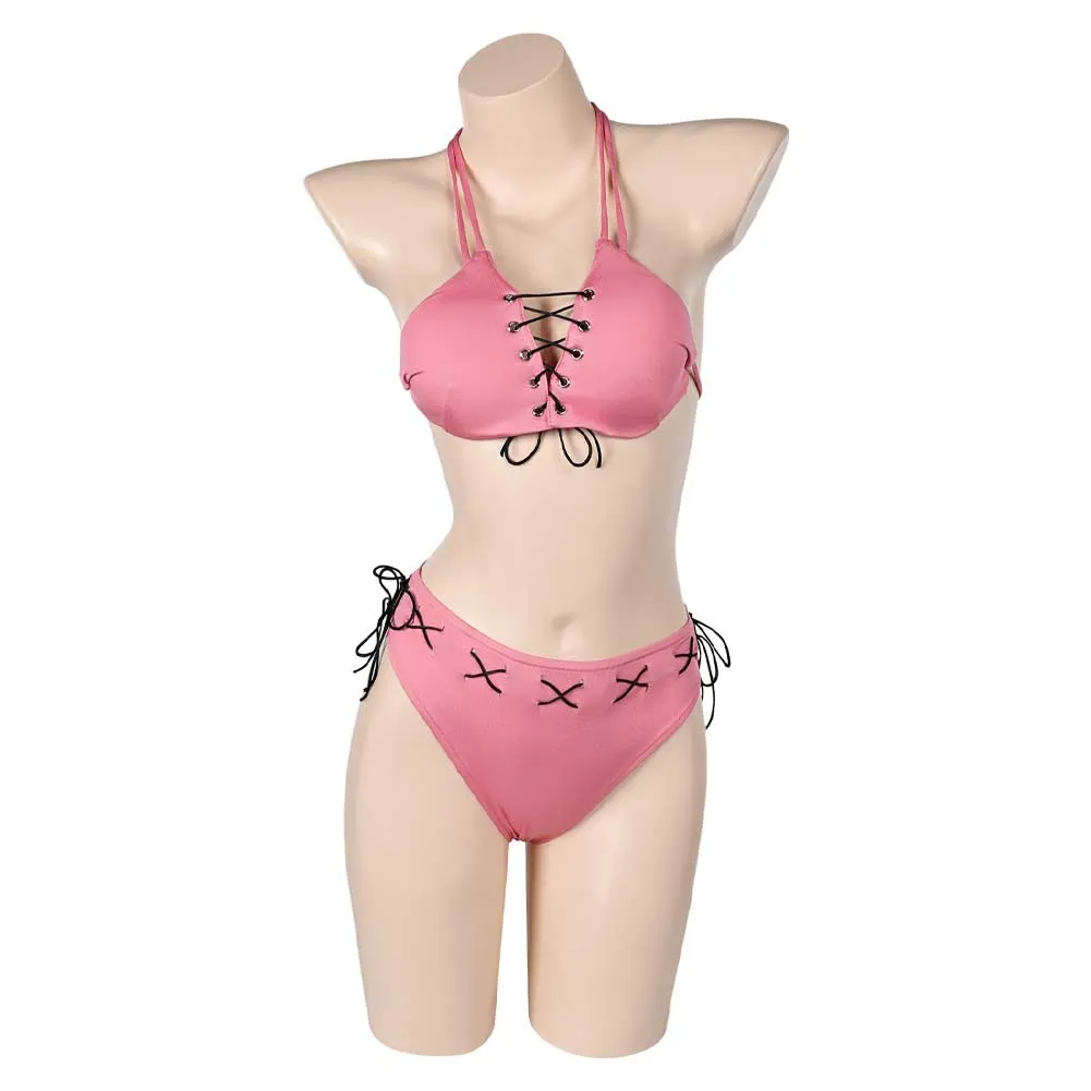Street Fighter 7 Lucia Morgan Pink Sexy Swimsuit  Swimwear Cosplay Costume Outfits