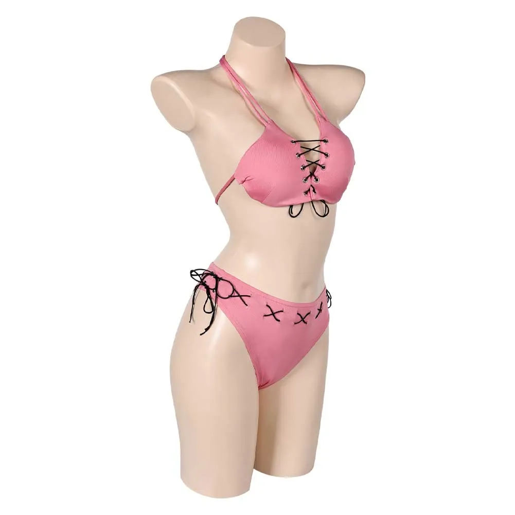 Street Fighter 7 Lucia Morgan Pink Sexy Swimsuit  Swimwear Cosplay Costume Outfits