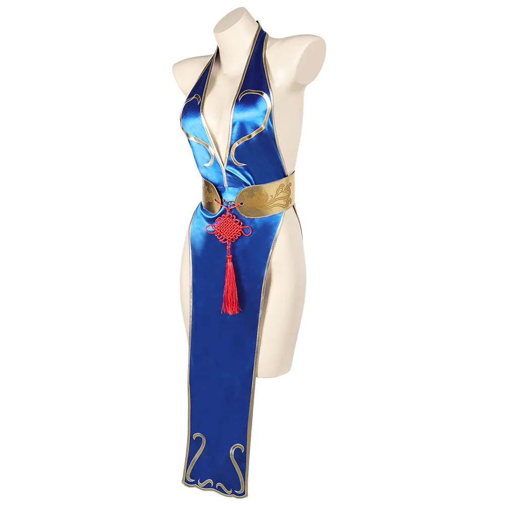 Street Fighter Chun Li Sexy Cheongsam High Slit Cosplay Costume Outfits