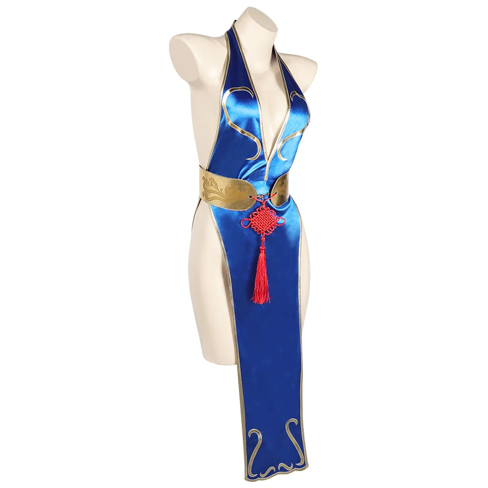 Street Fighter Chun Li Sexy Cheongsam High Slit Cosplay Costume Outfits