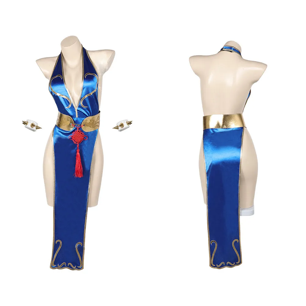Street Fighter Chun Li Sexy Cheongsam High Slit Cosplay Costume Outfits