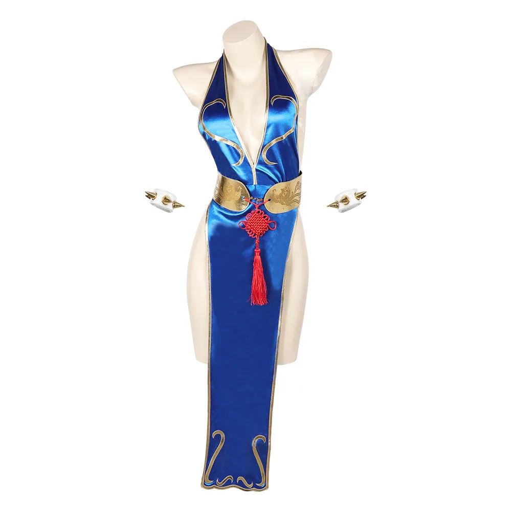 Street Fighter Chun Li Sexy Cheongsam High Slit Cosplay Costume Outfits
