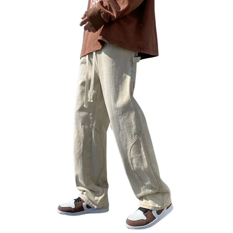 Street Pure Drawsting Straight Jeans
