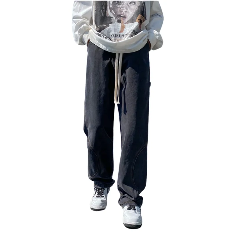 Street Pure Drawsting Straight Jeans