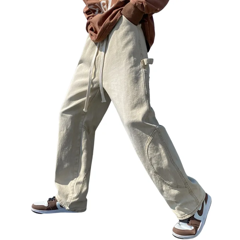 Street Pure Drawsting Straight Jeans