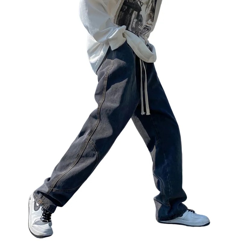Street Pure Drawsting Straight Jeans
