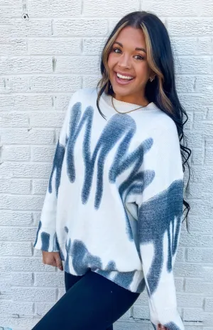 SUGAR & SPICE SWEATER-CREAM/BLUE