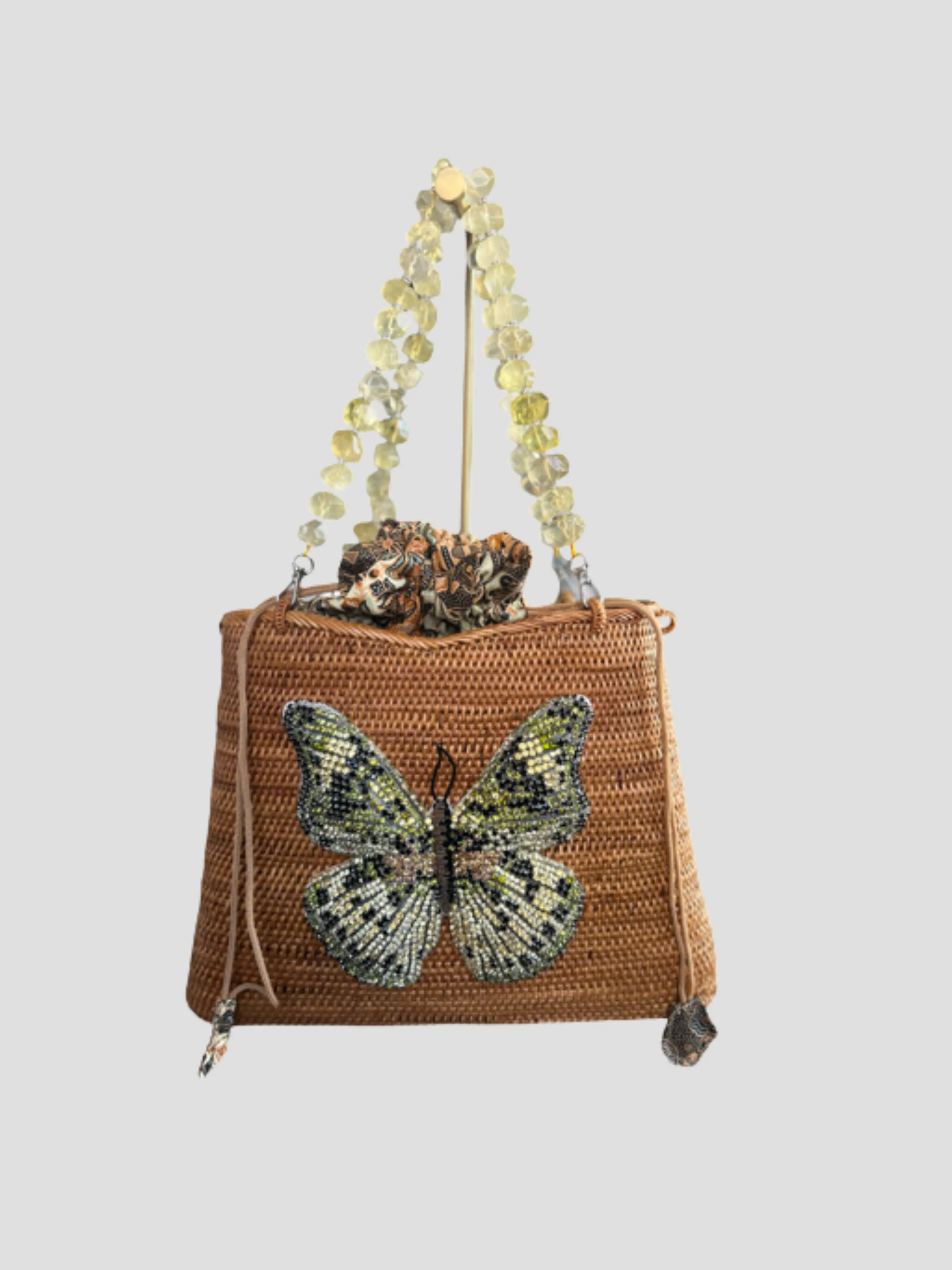 Swarovski Embroidered Euphaedra Butterfly Handbag Citrine Gemstone Handles