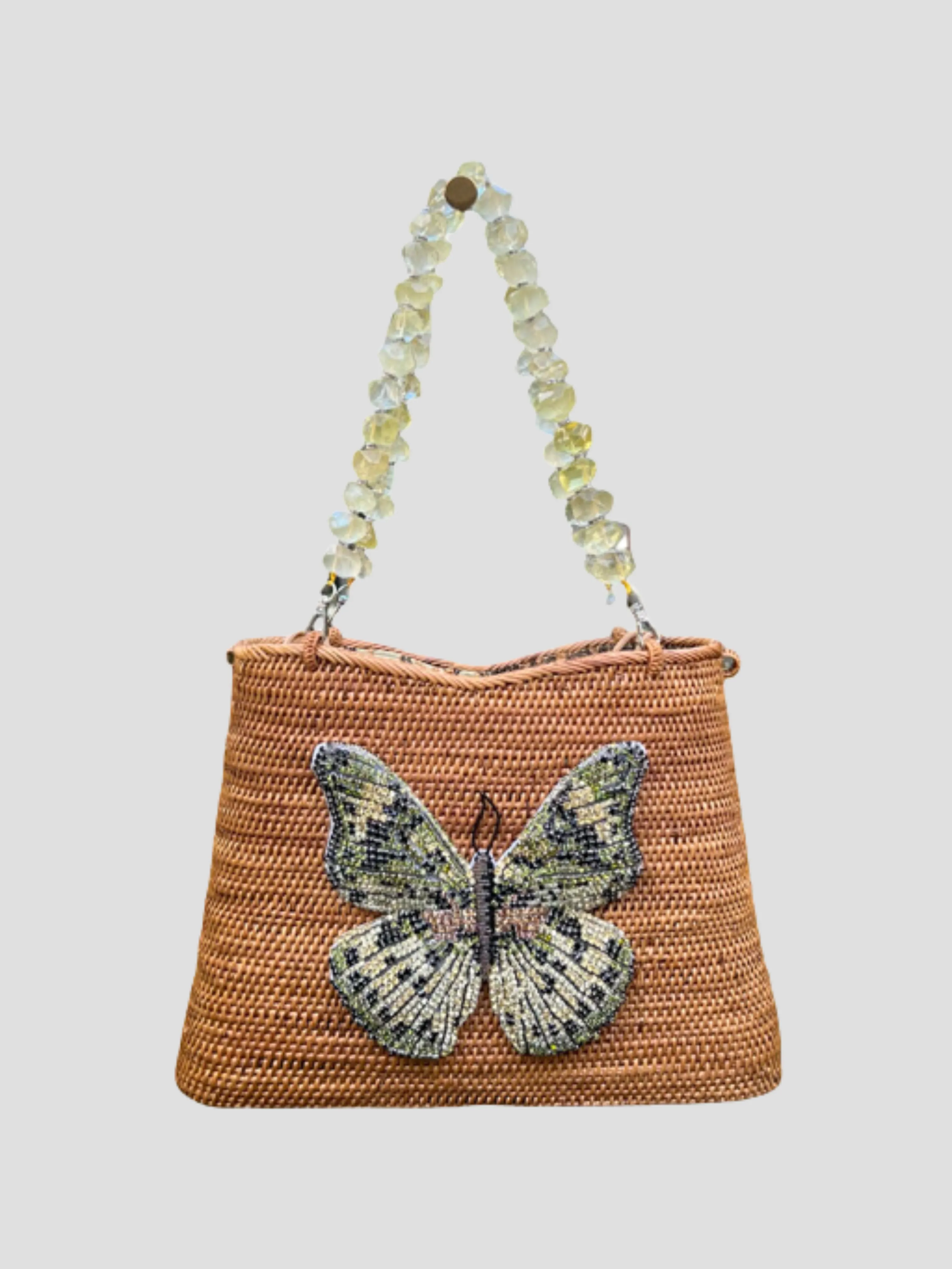 Swarovski Embroidered Euphaedra Butterfly Handbag Citrine Gemstone Handles