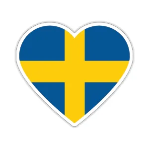 Swedish Flag Heart Sticker