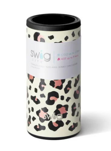 Swig 12oz Skinny Can Cooler-Luxy Leopard