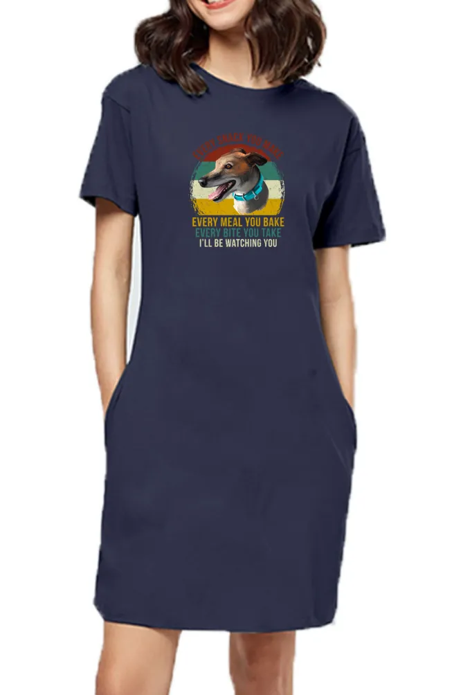 T-shirt Dress With Pockets - Sneaky Eyes (2 Colours) (Slim Fit)