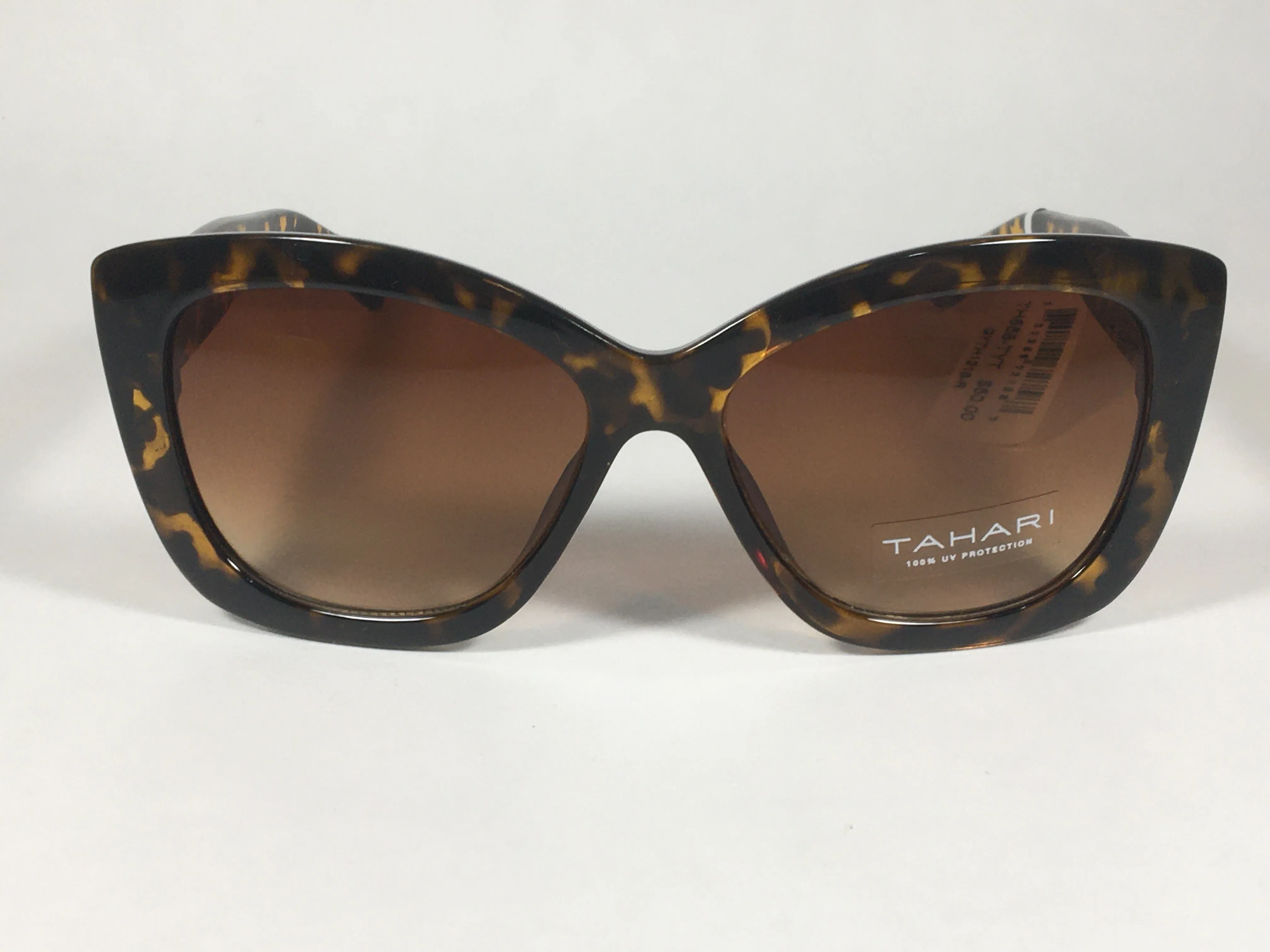 Tahari Large Cat Eye Sunglasses Brown Yellow Tortoise Frame Brown Gradient Lens TH558 TYT