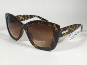 Tahari Large Cat Eye Sunglasses Brown Yellow Tortoise Frame Brown Gradient Lens TH558 TYT