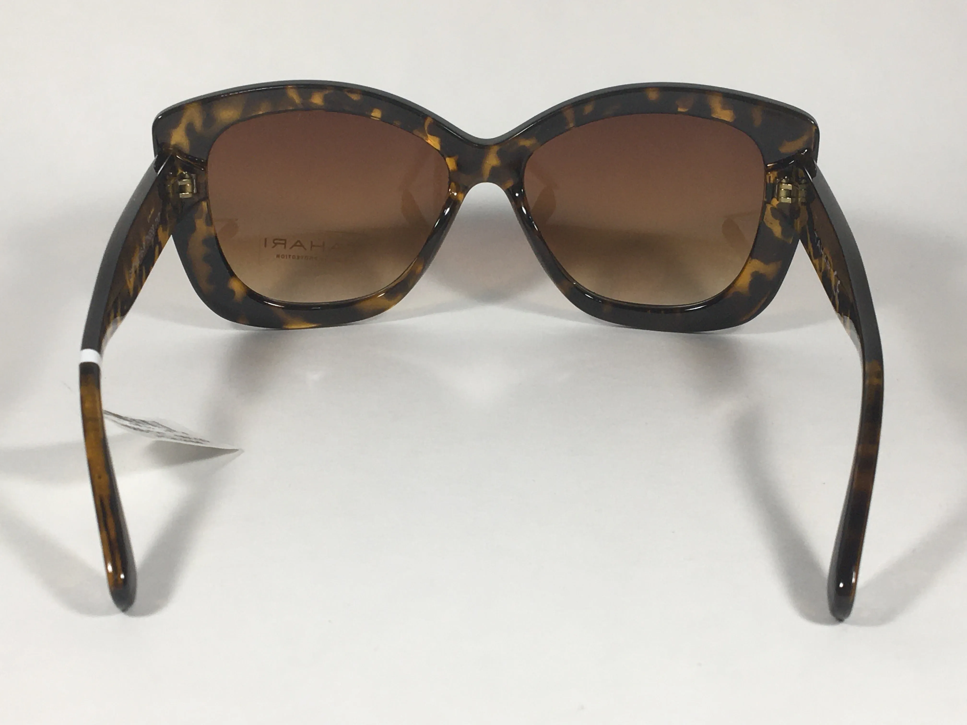 Tahari Large Cat Eye Sunglasses Brown Yellow Tortoise Frame Brown Gradient Lens TH558 TYT