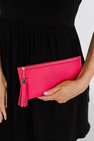 Tassel Clutch- Fuchsia