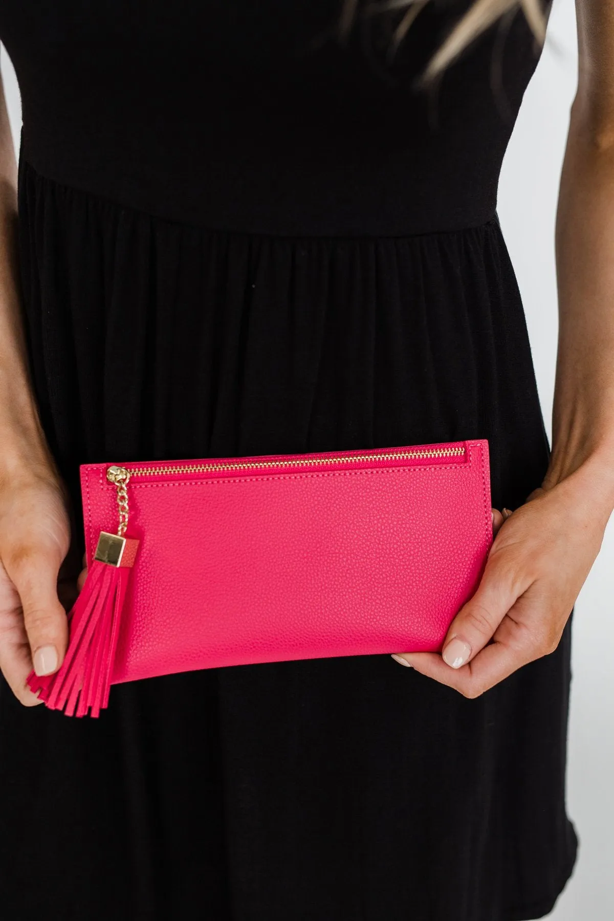 Tassel Clutch- Fuchsia