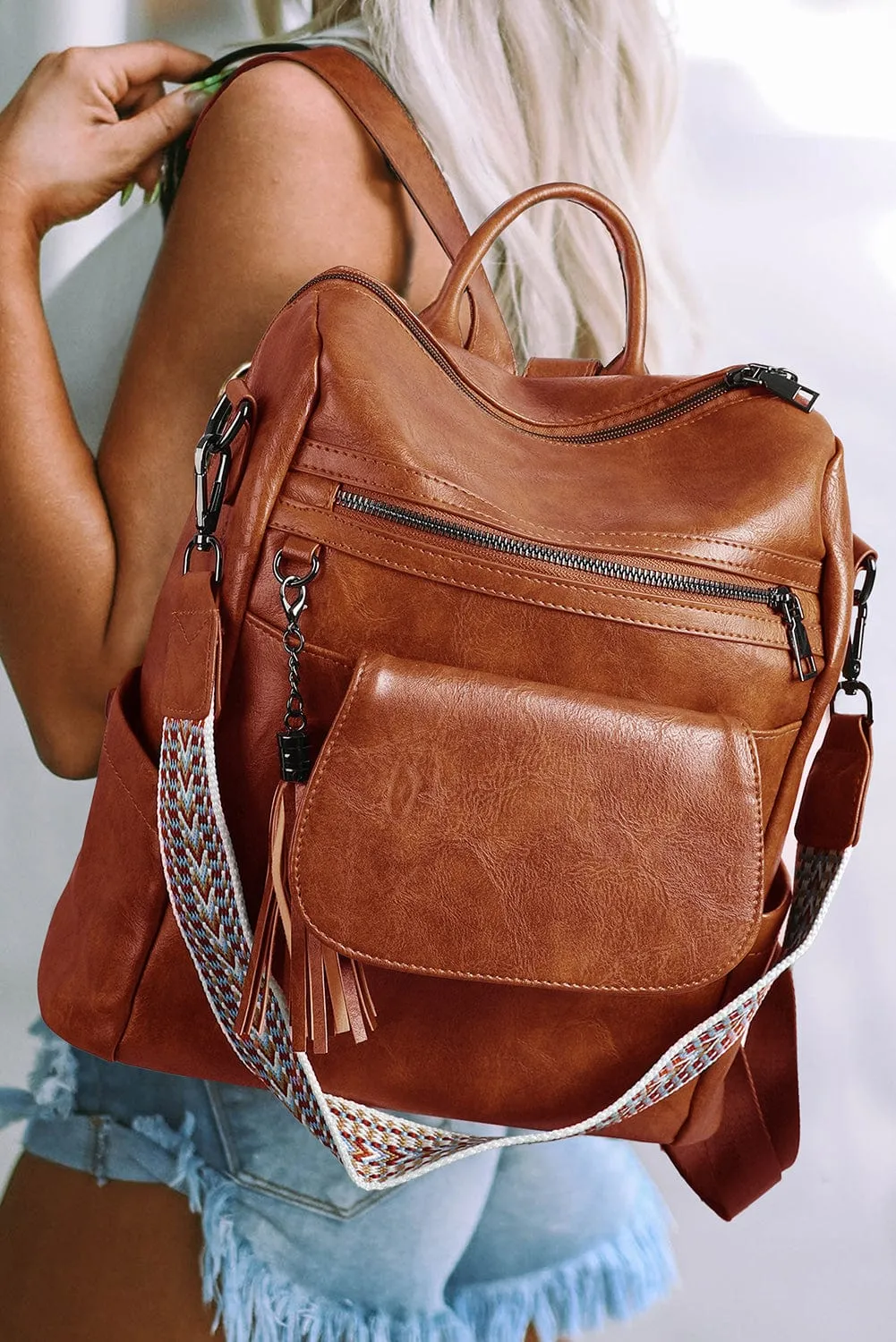 Tassel Retro Brown Backpack