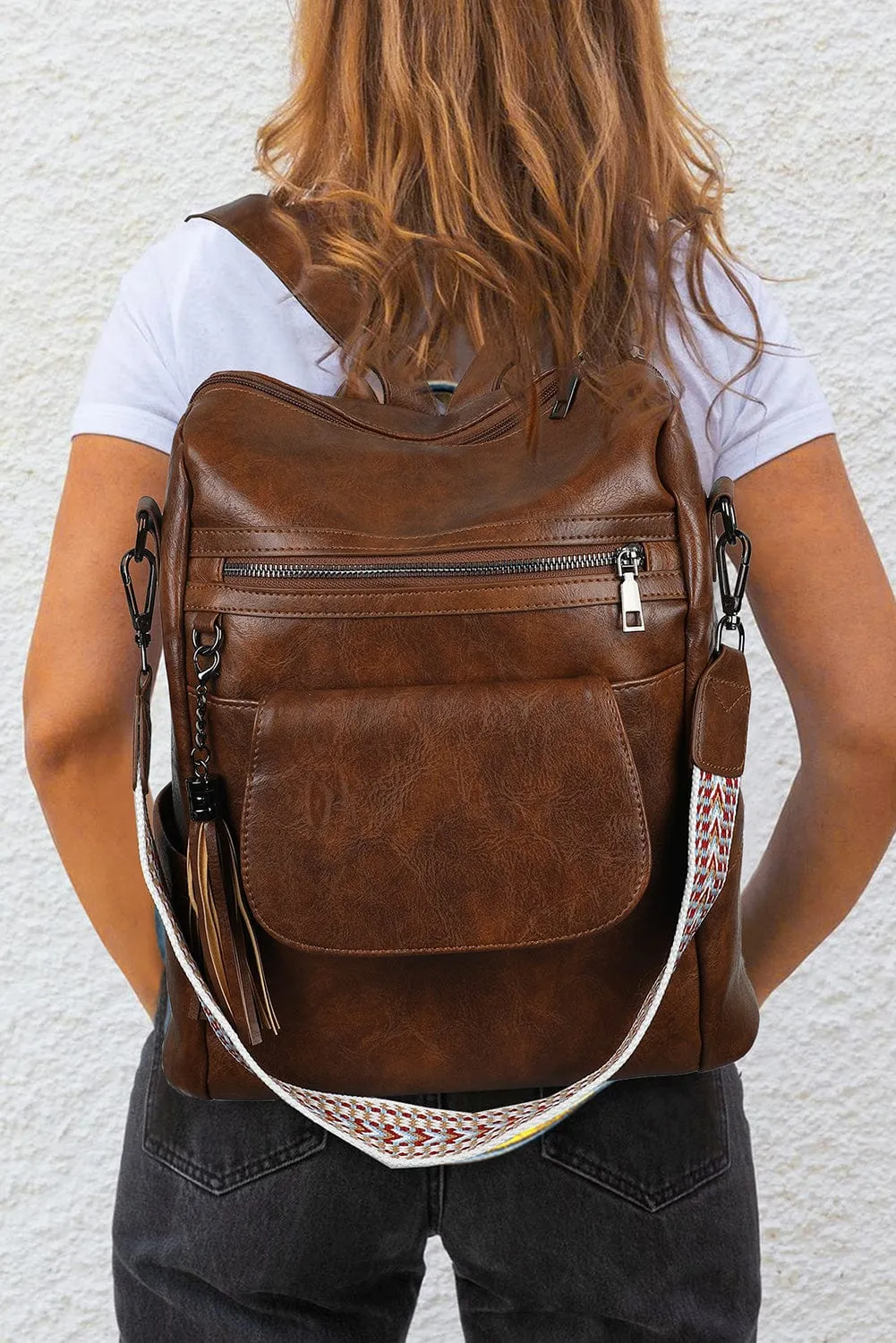 Tassel Retro Brown Backpack