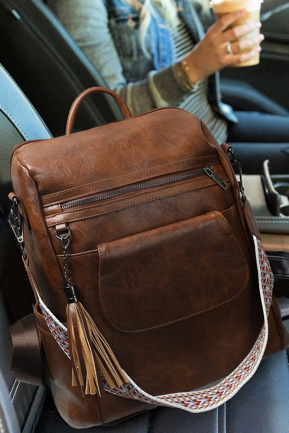 Tassel Retro Brown Backpack