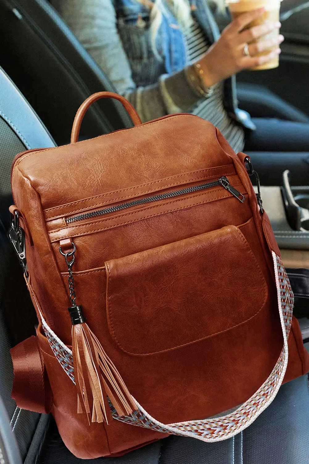 Tassel Retro Brown Backpack