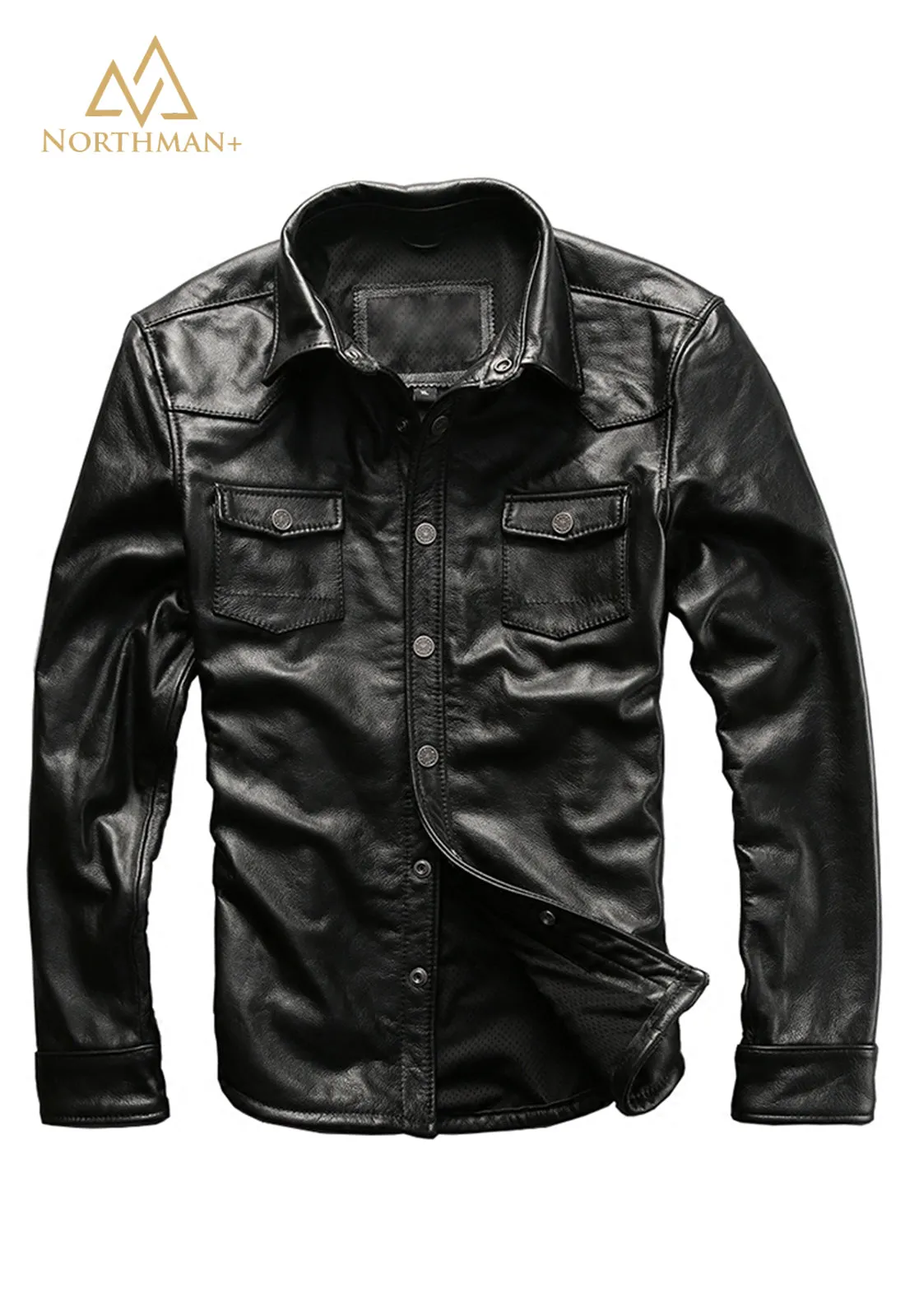 The Button Down leather shirt  jacket for men