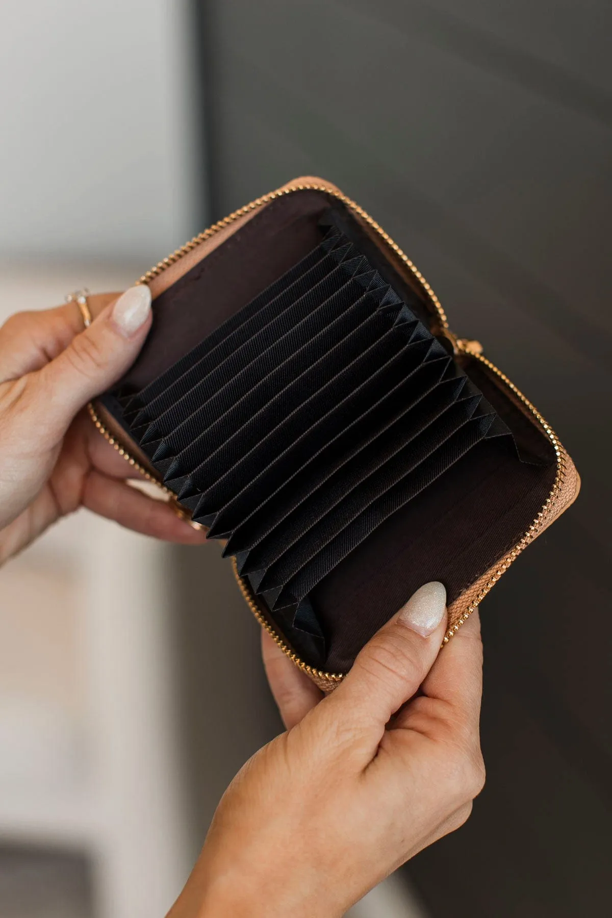 The Darling Effect Zip Around Wallet- Tan Check