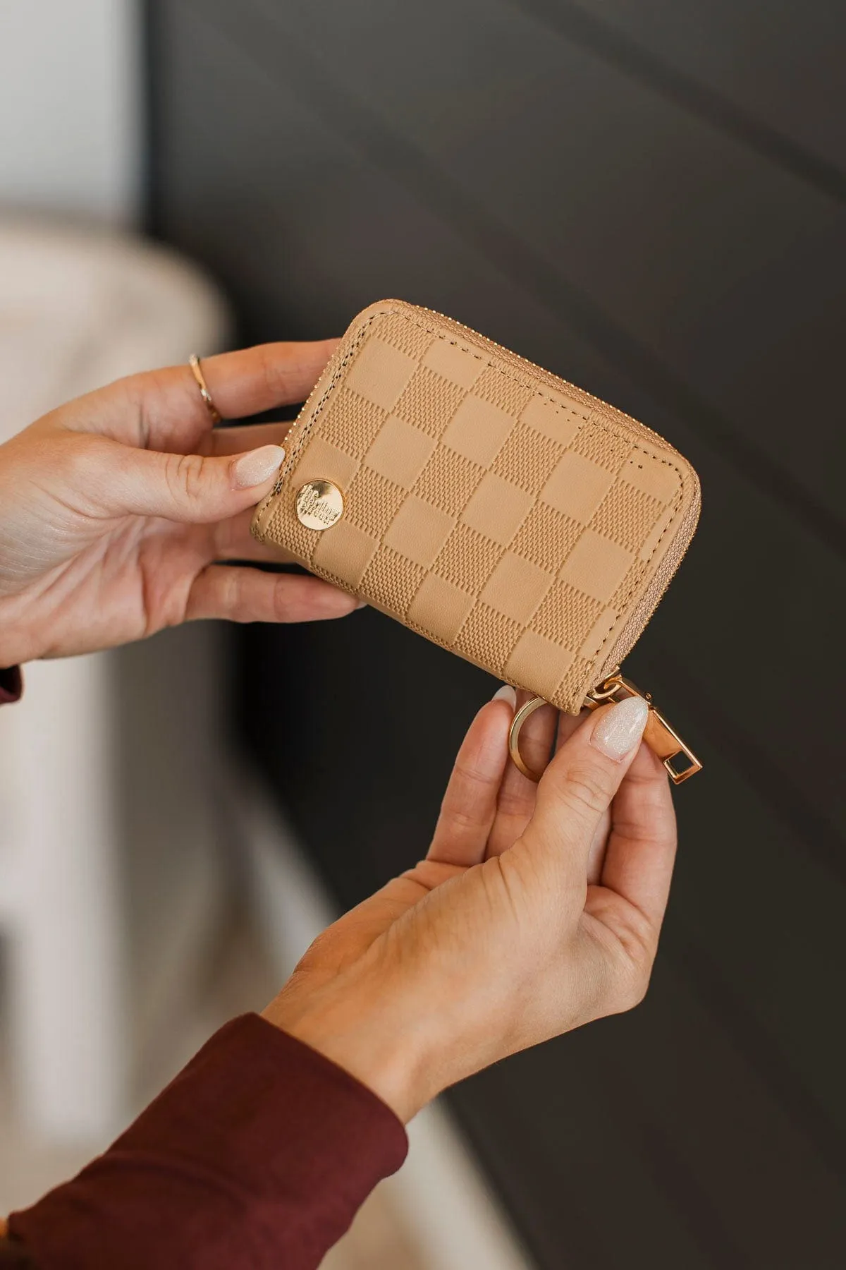 The Darling Effect Zip Around Wallet- Tan Check