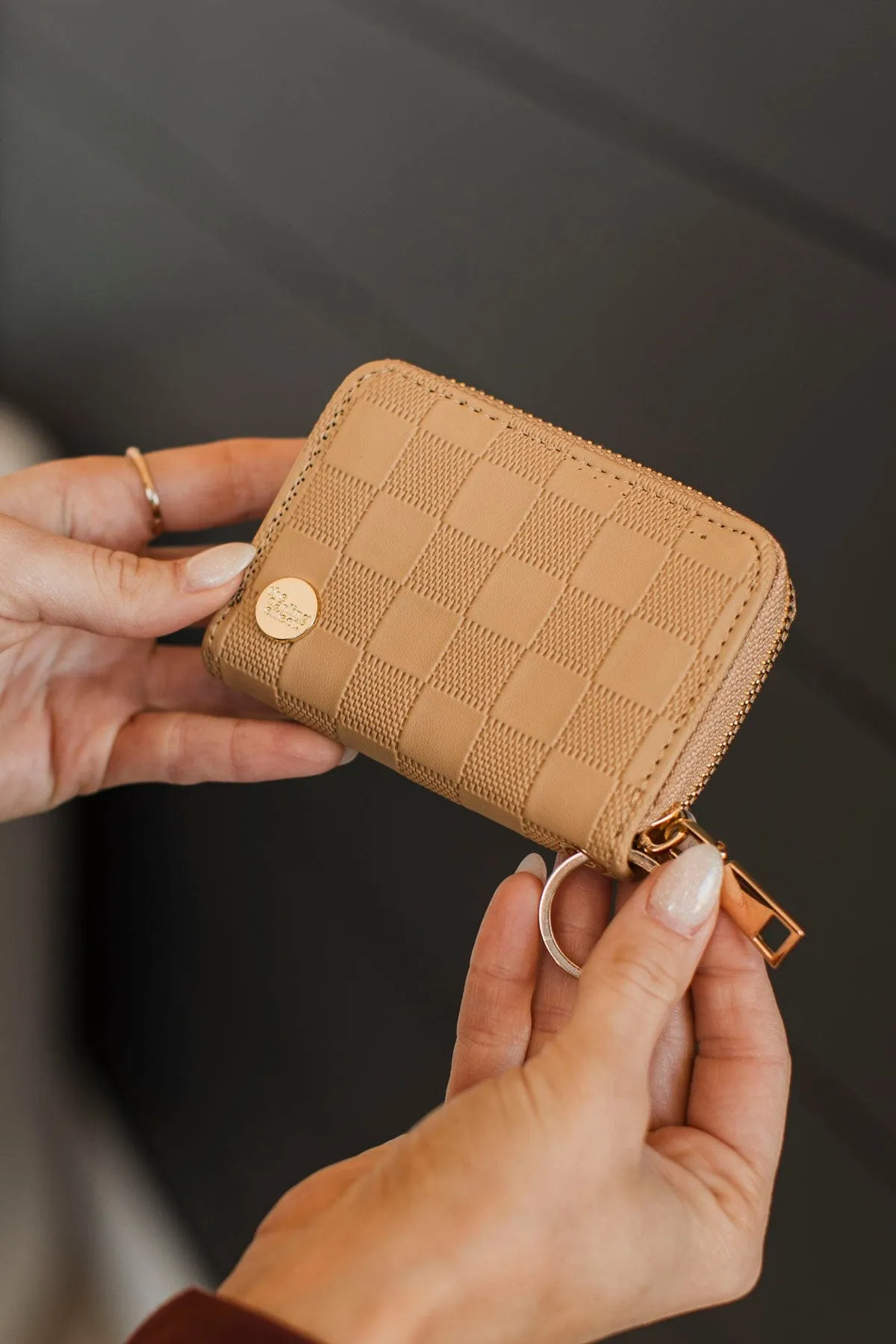 The Darling Effect Zip Around Wallet- Tan Check