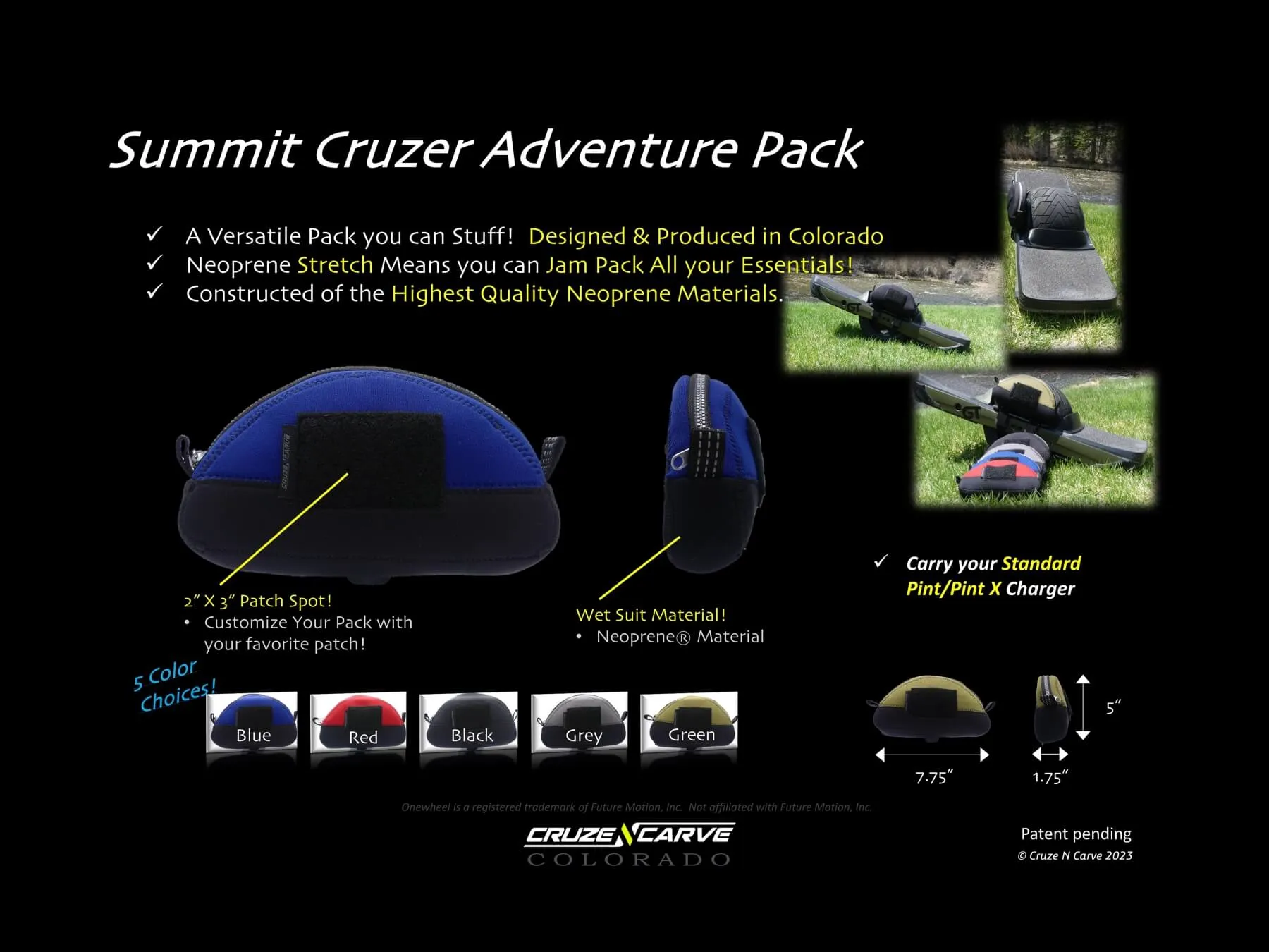 The "Summit Cruzer" Adventure Pack (Pack Only) (Onewheel Gt, Onewheel Pint X/XR/  Compatible)