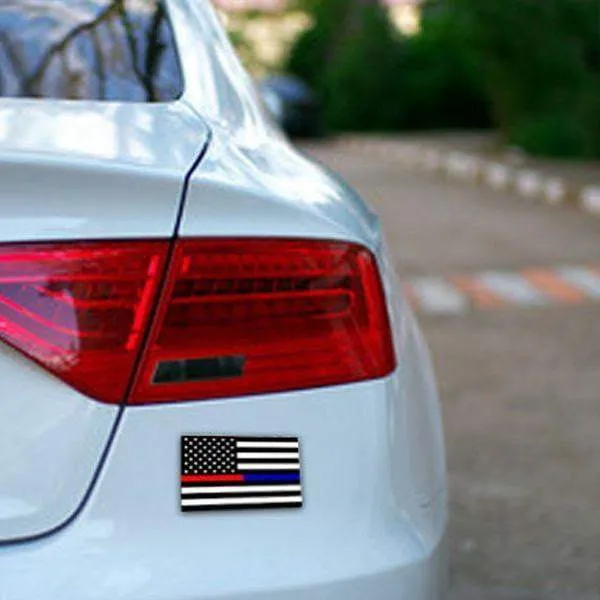 Thin Red & Blue Line Sticker 2.5" X 4.5" Car or Laptop Vinyl Decal
