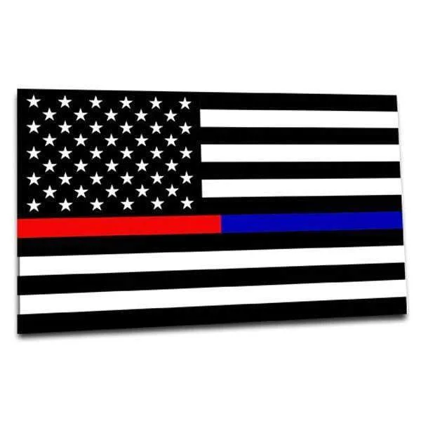 Thin Red & Blue Line Sticker 2.5" X 4.5" Car or Laptop Vinyl Decal