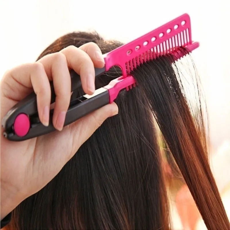 Titanium Alloy Hair Curls Electric Comb Iron Straighten&Curling Hairstyle Tool，Gold