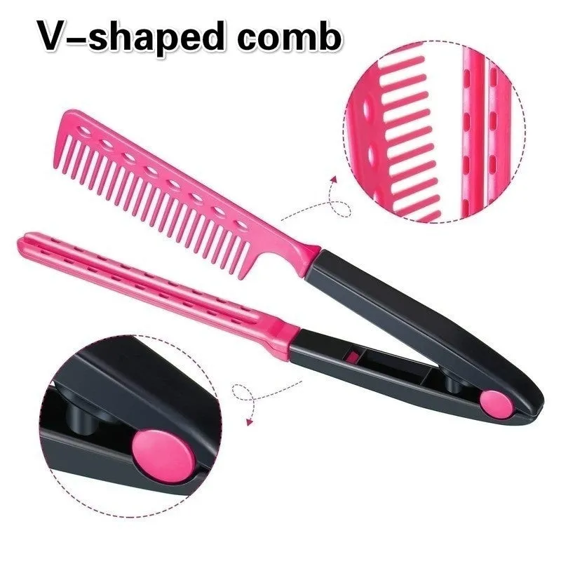 Titanium Alloy Hair Curls Electric Comb Iron Straighten&Curling Hairstyle Tool，Gold