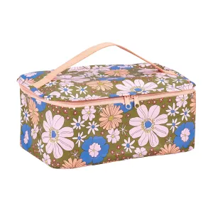 Toiletry Stash Bag Blue Flowers