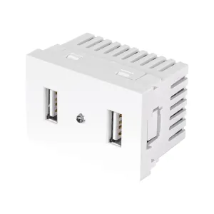 Toma con 2 puertos USB blanco de 1.5 módulos, línea Lisboa, Volteck 47949