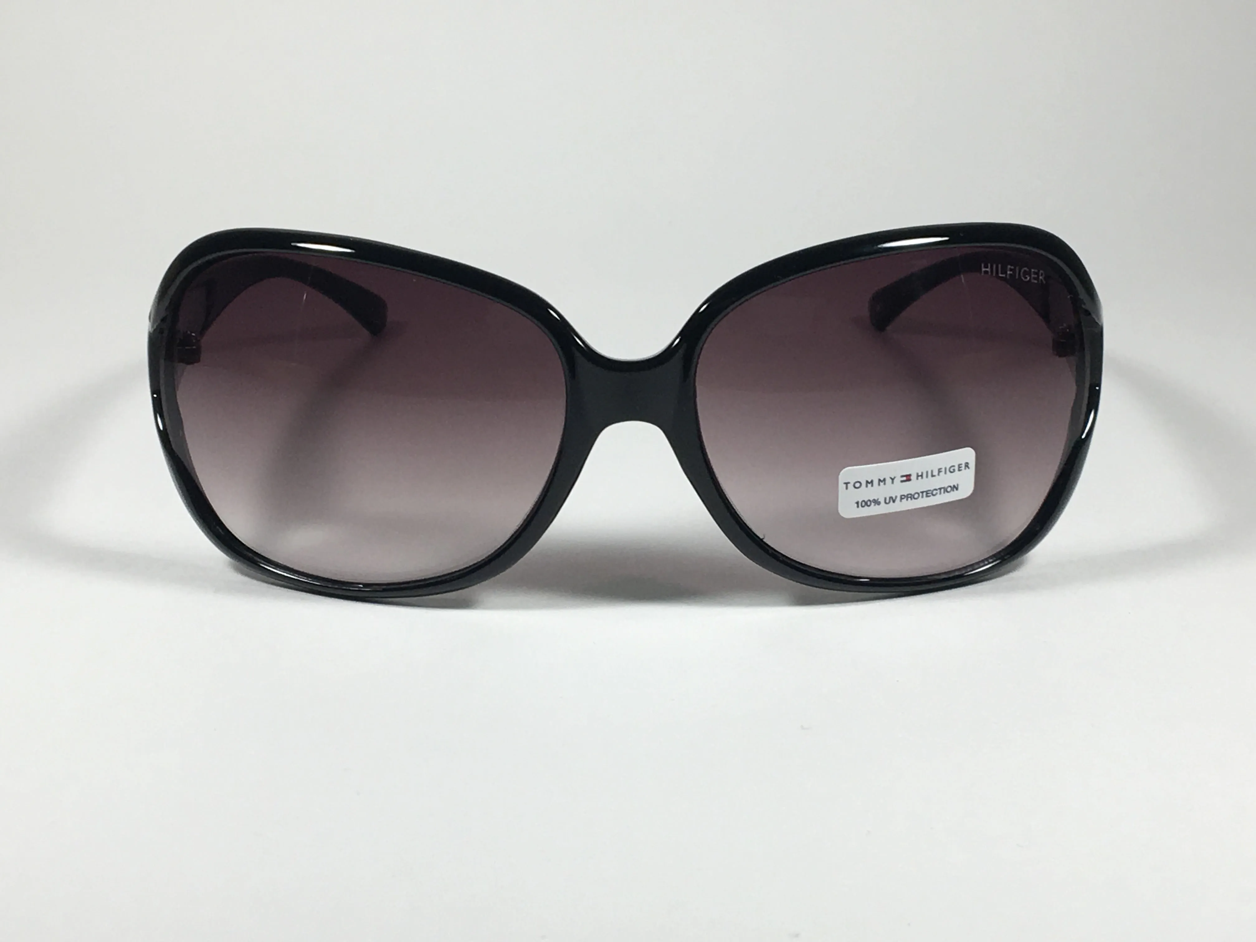 Tommy Hilfiger "Trista" Oversize Vented Sunglasses Black Gloss Frame Smoke Gradient Lens WP OL33
