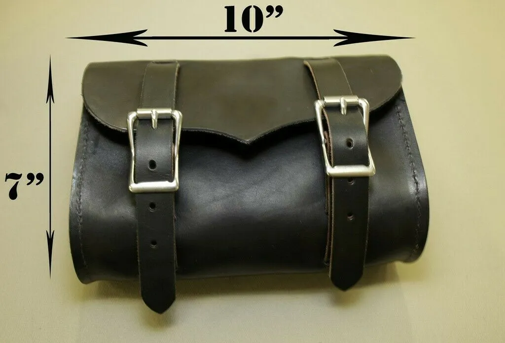 Tool Roll Bag Saddle Chopper Bobber Harley Motorcycle Indian Black & Tan Leather